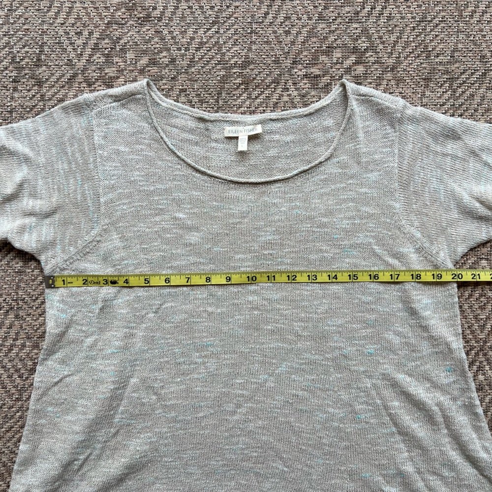 Eileen Fisher Beige Short Sleeve Organic Linen Knit Women's Sweater Size Large C - Picture 2 of 7